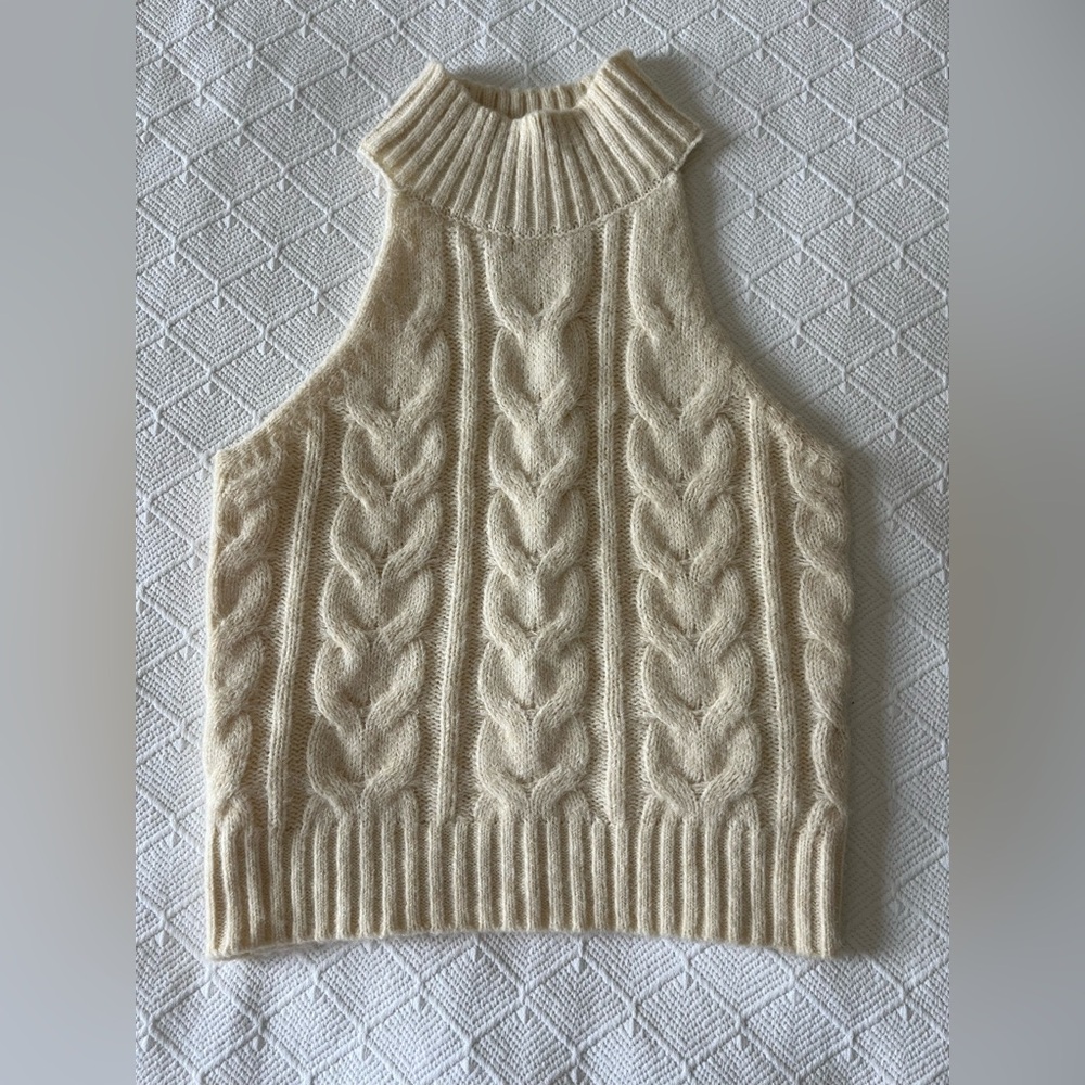 Heartloom Cream Cable Knit Turtleneck Sweater Vest
